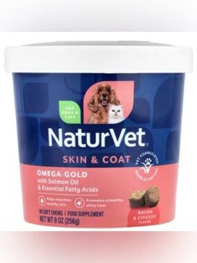 NaturVet Skin & Coat Supplements Dogs & Cats Omega Gold W/Salmon Oil 9oz 10/2028